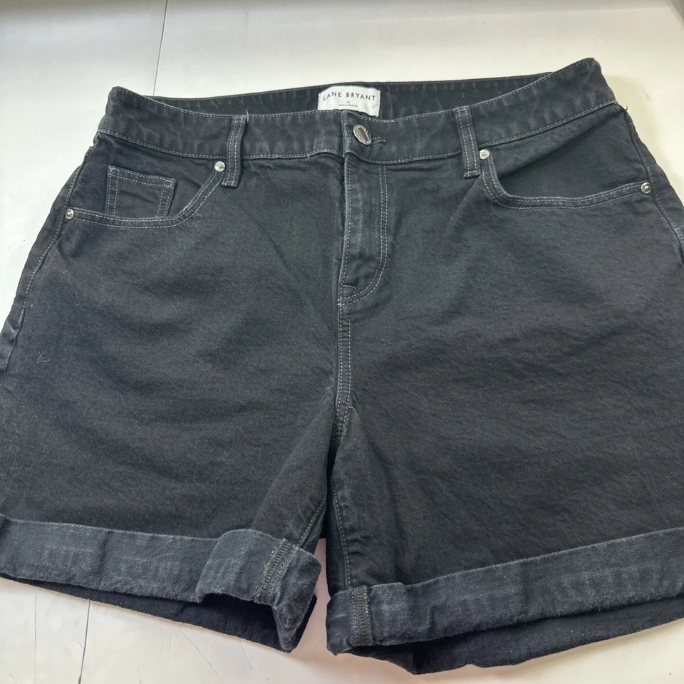 Lane Bryant женщин джинсовой ткани с манжетами середины подъема бойфренд короткие черный Sz-12 #371 - Изображение 1 из 4