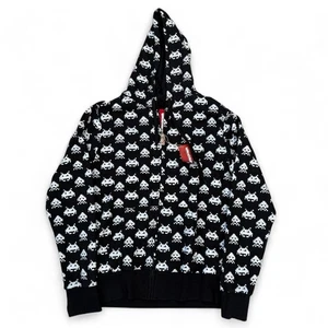 Vintage Space Invaders Full Zip AOP Hoodie Herren XL CyberGoth Skater Grunge Y2K - Bild 1 von 4