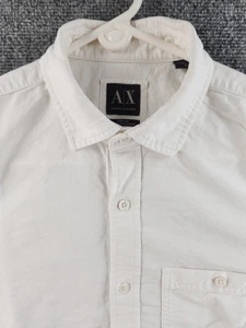 Armani Slim Cotton White Point Medium Solid Shirt Men Long Sleeve Pocket Adult - Picture 1 of 23