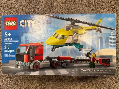 60343 RESCUE HELICOPTER TRANSPORT truck semi lego city town NEW legos set - Image 1 of 2
