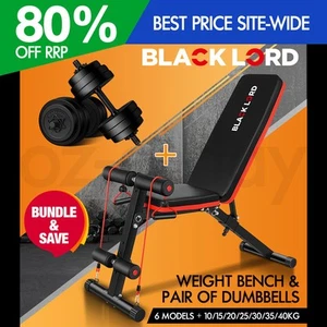 BLACK LORD Weight Bench With Adjustable Dumbbell Set Weight Lifting Home Gym - Picture 1 of 555