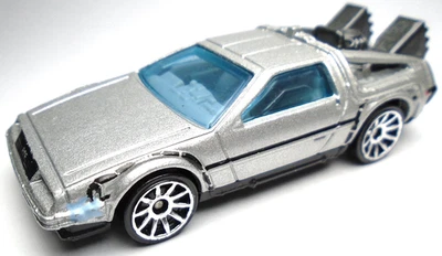 2010 HOT WHEELS BACK TO THE FUTURE TIME MACHINE DELOREAN DMC SILVER 2 7/8" CAR - Image 1 of 4