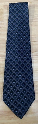 Cambridge Classics Men Neck Tie Geometric Balck Grey Blue Made USA 100% Silk - Image 1 of 4