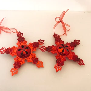 #2956 Red metal star Christmas ornaments 4.5 X 4.5 - Picture 1 of 7