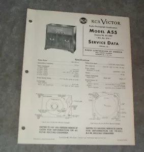 RCA Original Service Data Manual 1950,No.10 1st Ed. Radio Phonograph Model A55 - Picture 1 of 1
