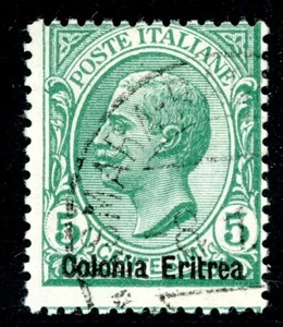 Italy 1908 Colony ERITREA 5¢ Green Scott #35 VFU T609 - Picture 1 of 6