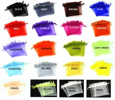Lot de pochettes, sachets, sacs en Organza pour Bijoux, Cadeaux, Mariage