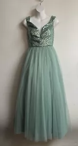 EVER PRETTY festliches Kleid Jugend S grün Tanktop Pailletten Rock zweilagig & gefüttert - Bild 1 von 17