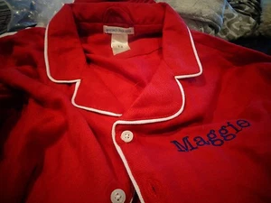 Pottery Barn Kids red  flannel Pajamas monogrammed Maggie 14  New wo tag - Picture 1 of 2