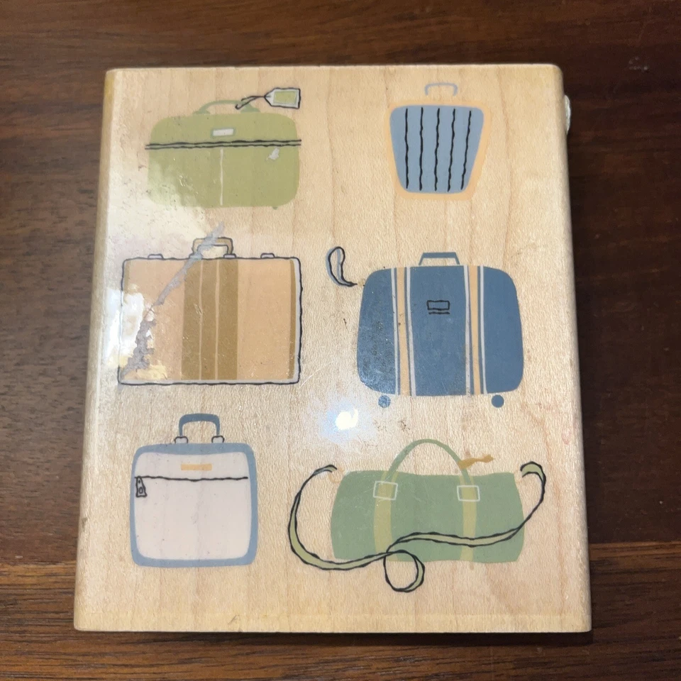 Suitcases Travel Wood Mounted Wood Mounted rubber stamp by Inkadinkado  - Image 1 of 4
