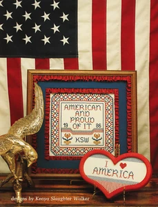 "AMERICANO Y ORGULLOSO DE ELLO"" Patriótico Amor Patrón de Punto de Cruz - Imagen 1 de 1