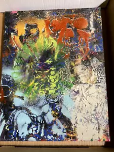MUSK YAI 11X14 ABSTRACT PAINTING ORIGINAL ACRYLIC SIGNED CANVAS DOUBLE SIDED GRA - Picture 1 of 8