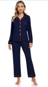 Clearlove Women's Long Sleeve Pajama Set Two Piece Pajamas Button Down Long - Picture 1 of 8