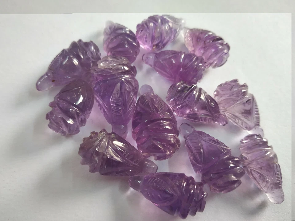 Amethyst Carving Flower 14 Piece Beautiful Carving 129.60 Cts Natural Gemstone - Image 1 of 4