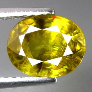 1.78 CTS 8X6MM GLITTERING HUGE LUSTER UNHEATED YELLOW SPHENE LOOSE GEMSTONE - Picture 1 of 3