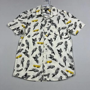 Volcom Button Up Shirt Mens Medium M Slim Bird Print Lightweight Casual Party - Picture 1 of 13