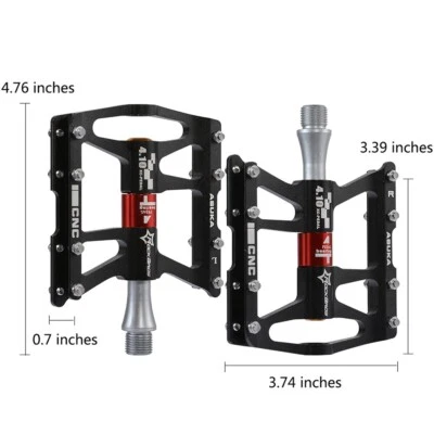 Pedal de bicicleta ROCKBROS 9/16"" rueda 4 rodamientos sellados pedales de aleación de aluminio negro Foto 1 de 4