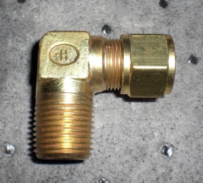 (3) HOKE Gyrolok Flareless Elbow Tube Fittings, 1/2"T x 1/2"MNPT, Brass 8LM8BR - Image 1 of 2