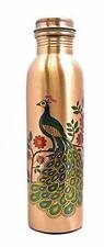 Peacock Printed Lacquer Coated Copper Water Bottle 1 Liter US