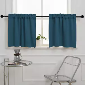 Cafe Curtain (Half Window Curtain) 24 Inches Length, Rod Pocket Kitchen Curtain, - Picture 1 of 12
