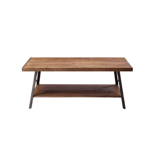 ACME Ikram Rectangular Wooden Coffee Table in Weathered Oak and Sandy Black - Picture 1 of 7
