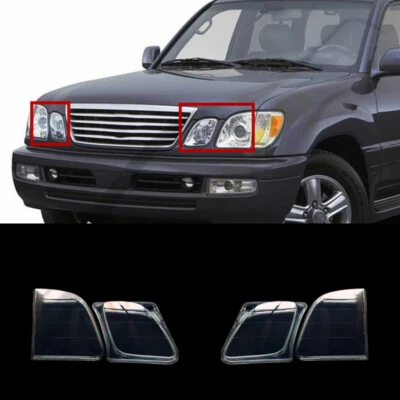 🔥A Pair Front Headlight Lens Cover + Lens Cap For Lexus LX470 1998-2007 LH+RH - Imagem 1 de 4