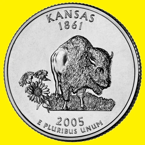 2005 D Kansas State Quarter Statehood Denver ~ Uncirculated 2nd (Partily Toned) Cover