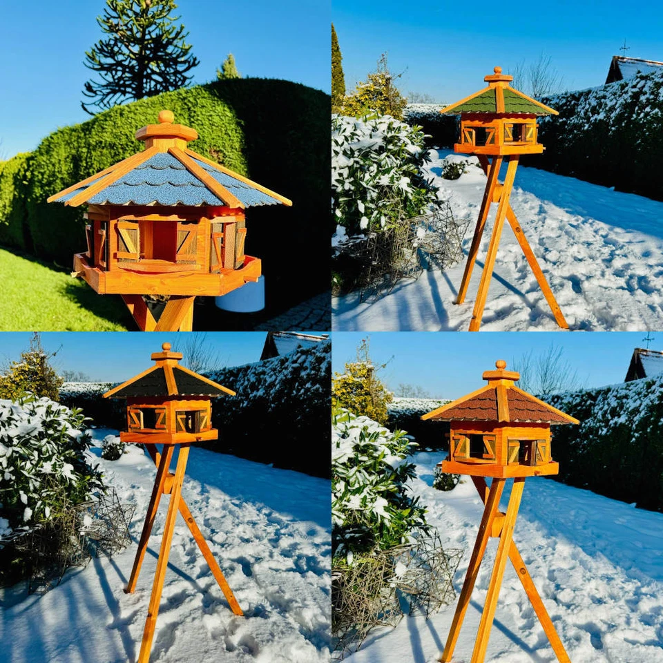 DARLUX Vogelfutterhaus XL Sechseck Vogelhaus Futterstelle Rot/ Blau/Grün/Schwarz - Bild 1 von 1