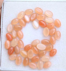 21.60 CT 4*6 Mm Natural Peach Moonstone Oval Cabochon Loose Gemstone Lot - Picture 1 of 2