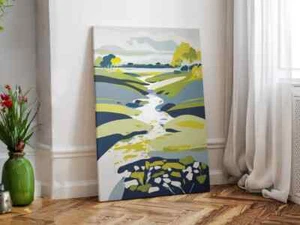 Nordic Nature Art Green White Painting Unframed Canvas Print Australian Wall Art - Foto 1 di 4