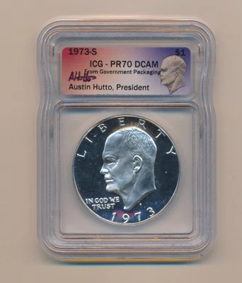 1973 - S ICG - PR70 DCAM $1 ONE EISENHOWER SILVER DOLLAR GRADED - Image 1 of 2