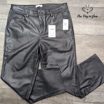 Pantalones de mezclilla Kensie de cuero vegano de pierna recta talla 10 Foto 1 de 4