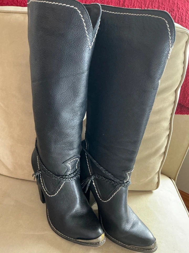 Vintage Western  Zodiac Dallas  womans black leather boots Size 7M - Image 1 of 4