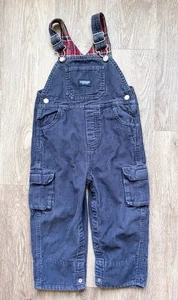 Mono con tirantes de pana azul marino Osh Kosh 24 meses forrado a cuadros - Imagen 1 de 3