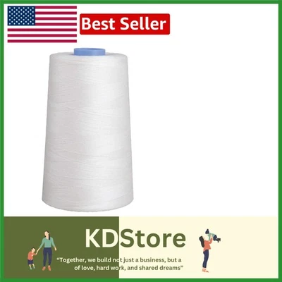 100% Cotton Essential Thread Cone – 5000 Yards of White Satin Finish - Image 1 of 2