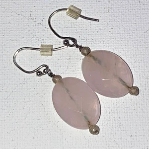 Ohrringe Vintage facettierter Rosenquarz an Sterling Haken 3/4" - Bild 1 von 5