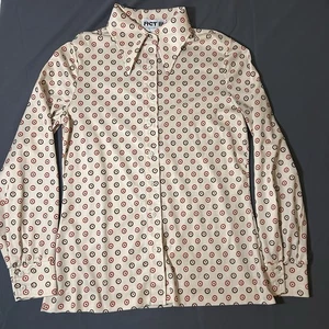 Act III Damen Top Medium Geometrisch Vintage 70er Knopfleiste Grannycore Disco Kragen - Bild 1 von 9