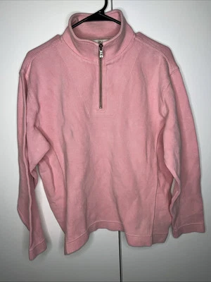Tommy Bahama Sweatshirt Women's Medium Pink 1/4 Zip Long Sleeve Pullover - Image 1 of 4