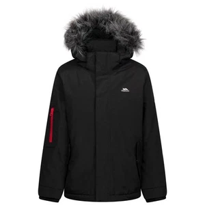 Trespass Boys Winter Fur Trim Kids Coat Padded Hooded Waterproof Jacket Braddan - Picture 1 of 8