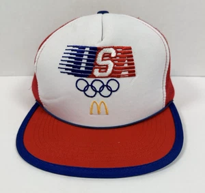 1984 LOS ANGELES OLYMPICS RED White Blue OSFM McDonalds Trucker Hat USA - Picture 1 of 5