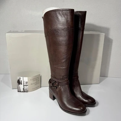 Marc Fisher Riding Boots Womens Size 7 Wide Calf Dark Brown Kacee Straps Buckle - Image 1 of 4