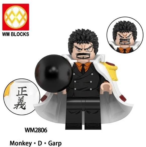2 inch Custom One Piece Garp Minifigure with Base, New/Mint - Image 1 of 1