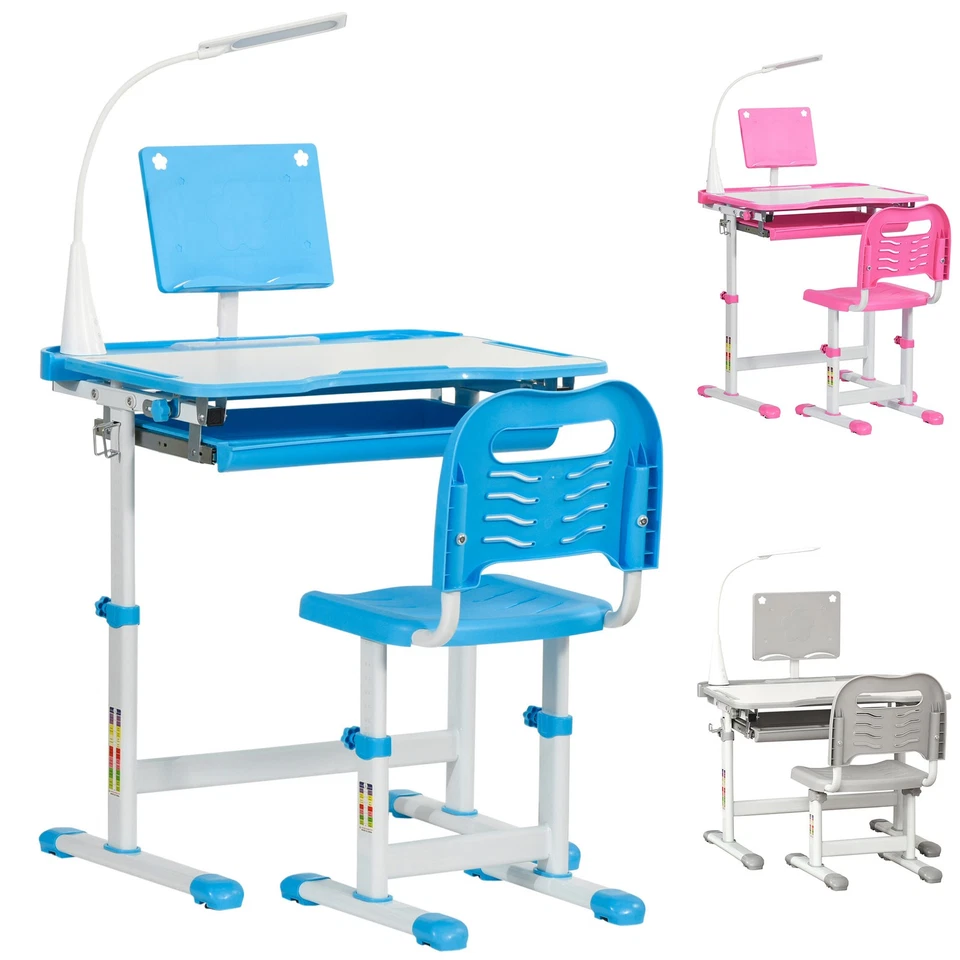 HOMCOM Banco Scuola per Bimbi 6-12 Anni con Sedia e Altezza Regolabile - Immagine 1 di 1