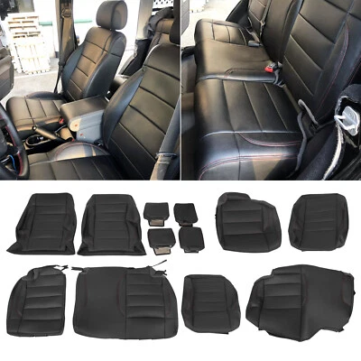 For Jeep Wrangler 4 Door 2007 2011 2012 Seat Covers Full Set Kit Black - Image 1 of 4