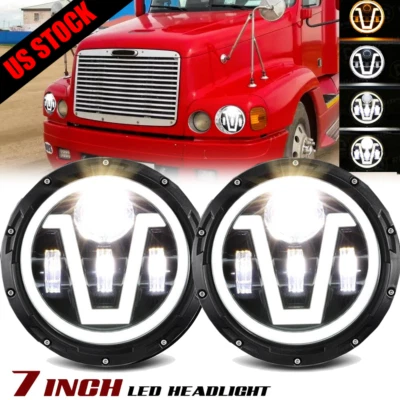 Par de faros LED redondos de 7"" para Freightliner Coronado clase Century 2001-2016 Foto 1 de 4