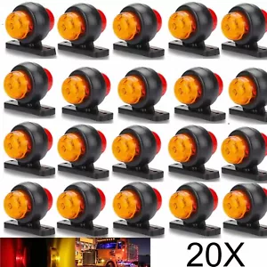 20X Red/Amber LED Double Face Marker Light Turn Signal Truck Trailer Fender Lamp - Picture 1 of 13