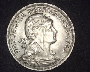 1944 Portugal 50 Centavos - Wartime Coin - Picture 1 of 2
