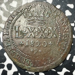 1820-R Brazil 80 Reis Lot#JM8552 V Scarce! KM#341 For Use In Goias & Mato Grosso - Picture 1 of 2
