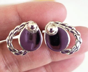 "Pendientes traseros atornillados vintage Tara atómico tono plateado de 3/4" - Imagen 1 de 7