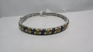 BLAU & GELBER DIAMANT STERLINGSILBER ARMREIF ARMBAND - Bild 1 von 10